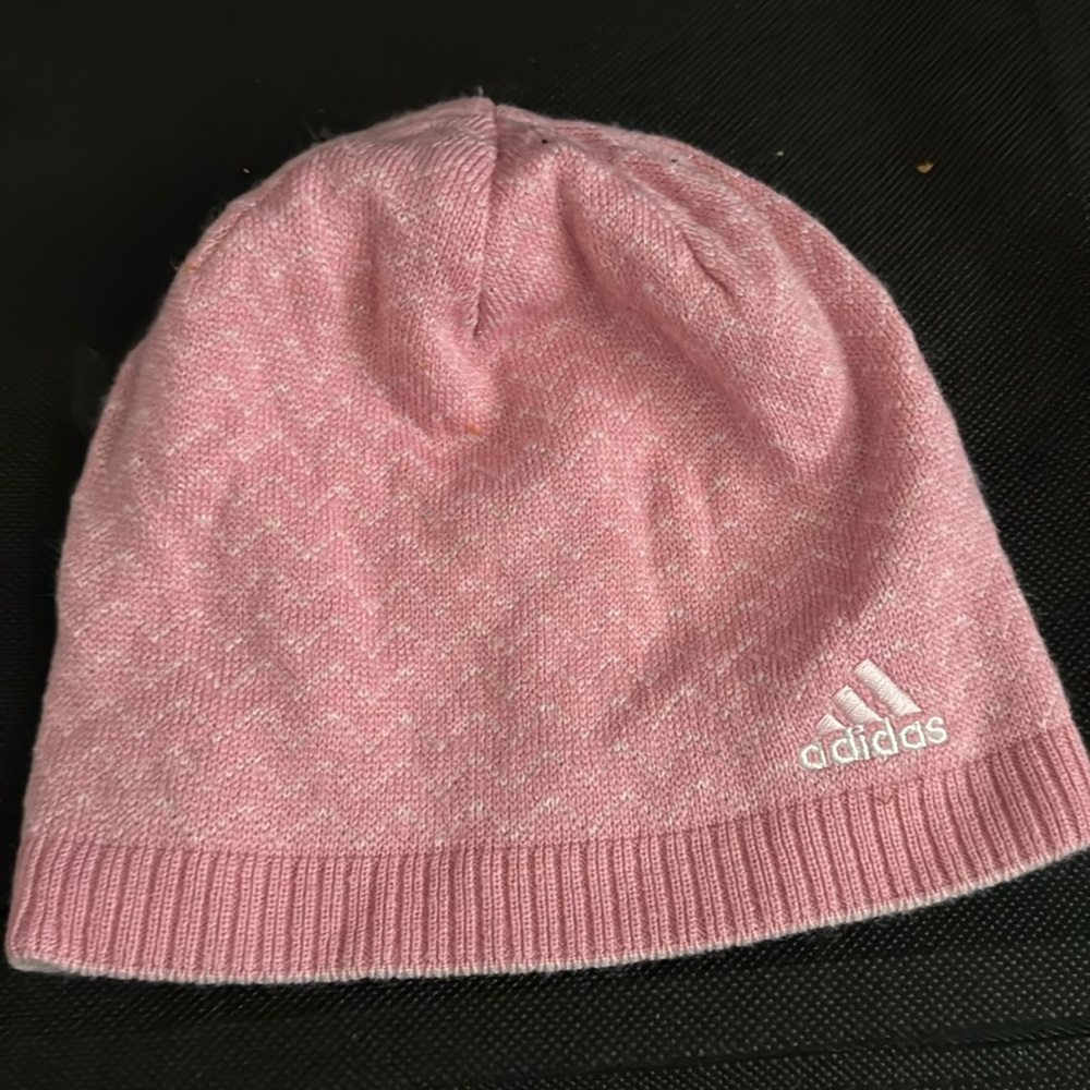 Adidas pink reversible beanie